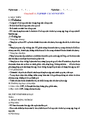 Giáo án dạy thêm Toán Lớp 6 (Sách Kết nối tri thức) - Chuyên đề 11 Tập hợp các số nguyên - Năm học 2022-2023